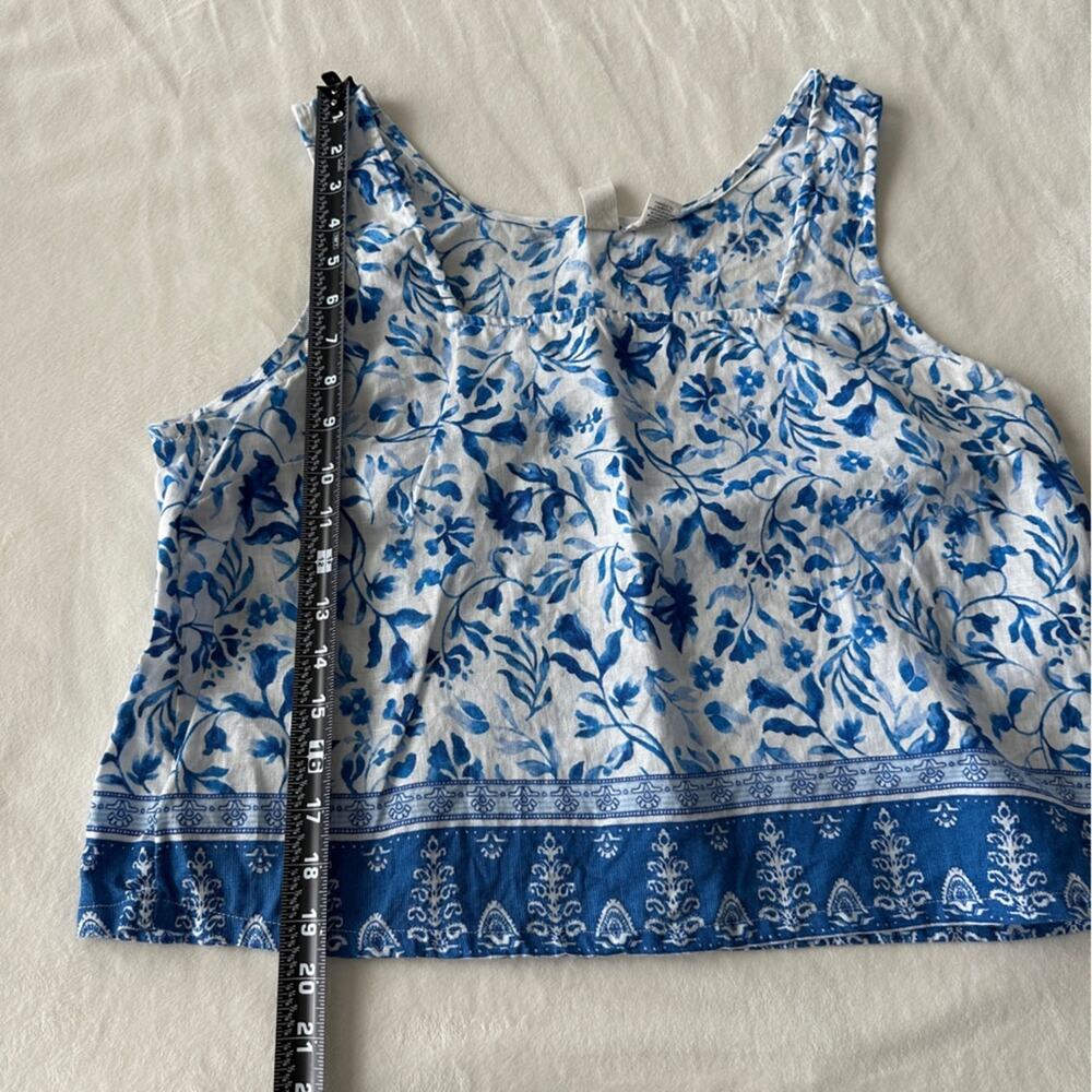 Joie Blue White Floral Linen Sleeveless Top Women’s Large 100% Linen - Picture 3 of 6